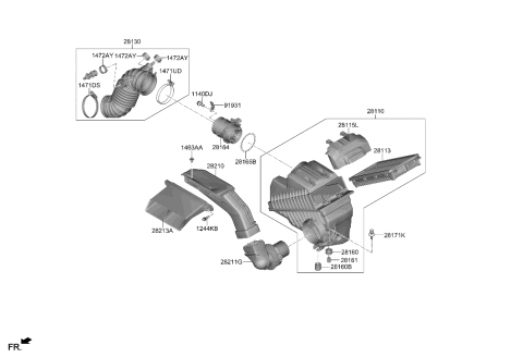 2002 Hyundai Elantra DUCT ASSY-AIR Diagram for 28210-N9210