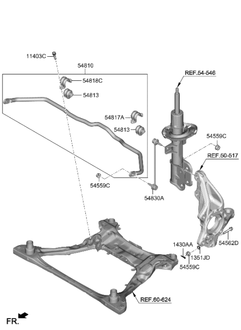 2022 Hyundai Tucson Front Suspension Control Arm Diagram