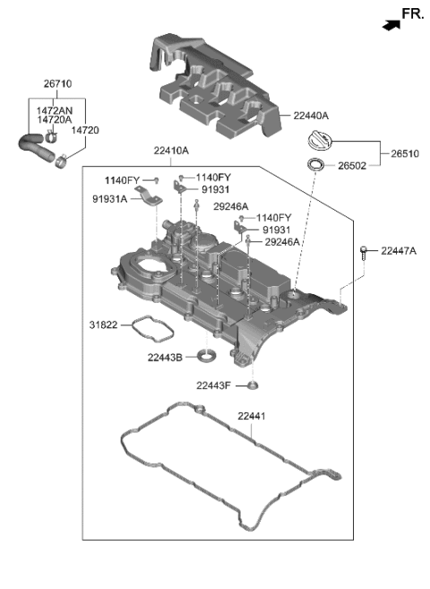 2002 Hyundai Elantra Gasket-Rocker Cover Diagram for 22441-2S000