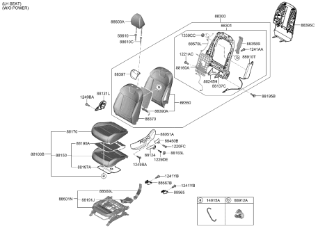 2022 Hyundai Tucson Lever-RECLINER,LH Diagram for 88016-N9000-NNB