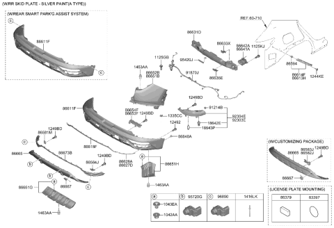 2022 Hyundai Tucson Stay-RR Bumper LH Diagram for 86641-N9100