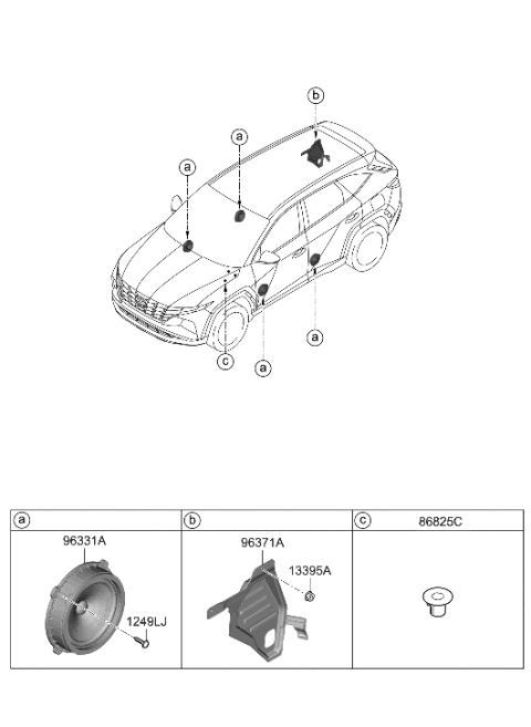 2022 Hyundai Tucson Korean made Speaker Diagram 1