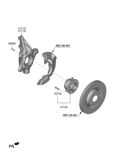 2022 Hyundai Tucson Korean made Front Axle Diagram