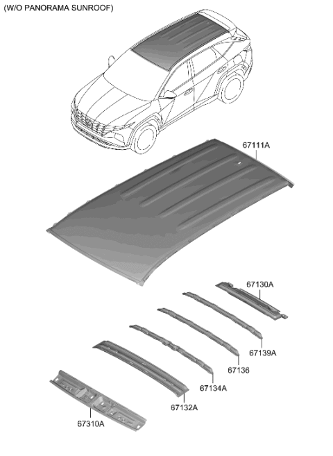 2023 Hyundai Tucson Korean made Roof Panel Diagram 1