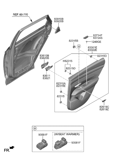 2002 Hyundai Elantra Handle Assembly-Rear Door Inside,L Diagram for 83610-N9000-LM5