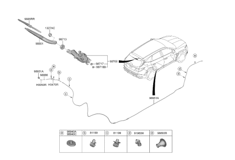 2005 Hyundai Elantra Clip-Hood Latch Diagram for 98952-D9100