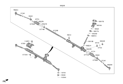 2002 Hyundai Elantra End Assembly-Tie Rod,RH Diagram for 56825-N9100