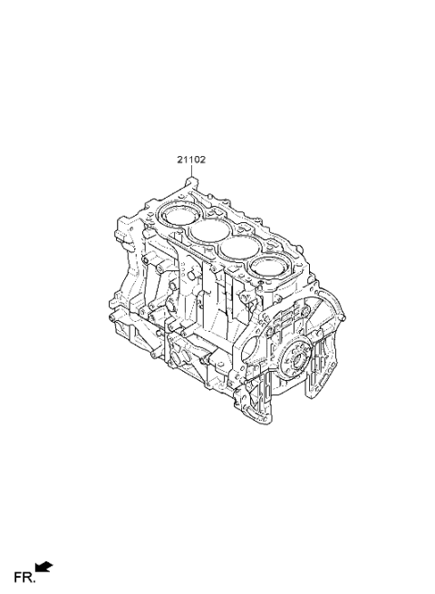 2023 Hyundai Tucson Korean made Short Engine Assy Diagram