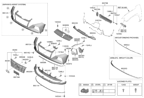 2023 Hyundai Tucson Grille-Front Bumper Diagram for 86531-N9EA0