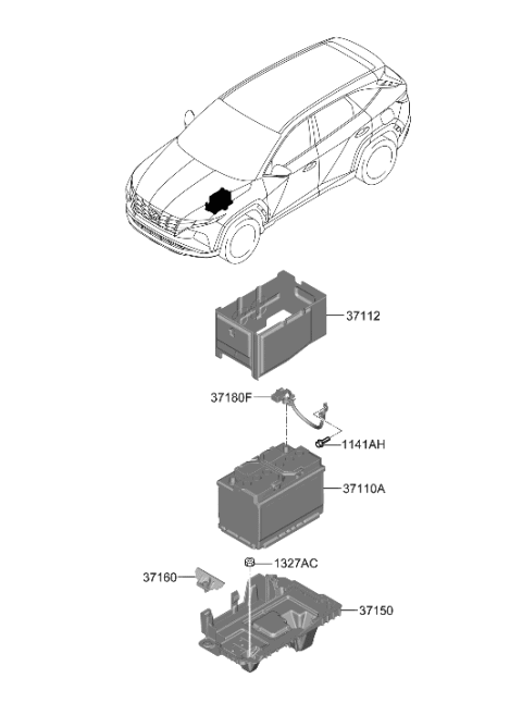 2023 Hyundai Tucson Tray Assembly-Battery Diagram for 37150-N9000