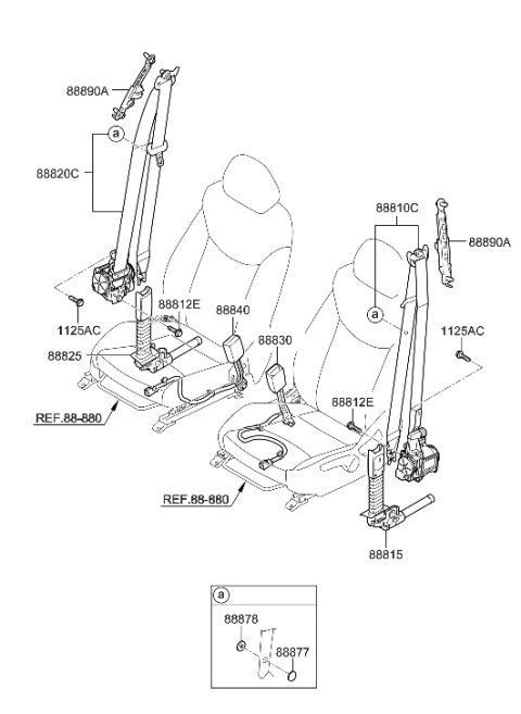 2018 Hyundai Elantra GT Front Seat Belt Assembly Right Diagram for 88820-G3500-TRY