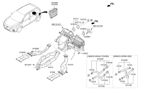 2007 Hyundai Tucson Grille Assembly-Air Extractor,RH Diagram for 97535-G2000