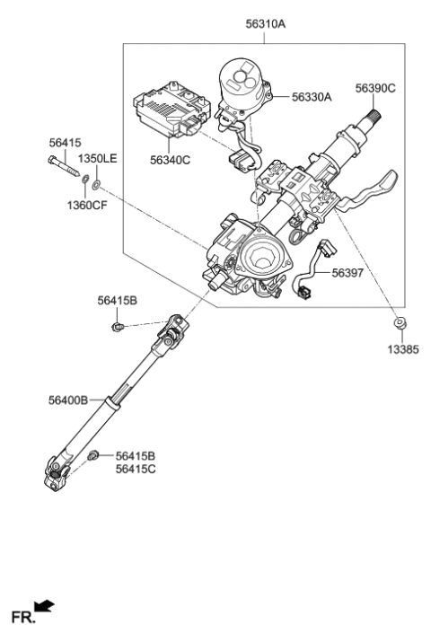 2007 Hyundai Tucson Column Assembly-Steering Diagram for 56310-G3200