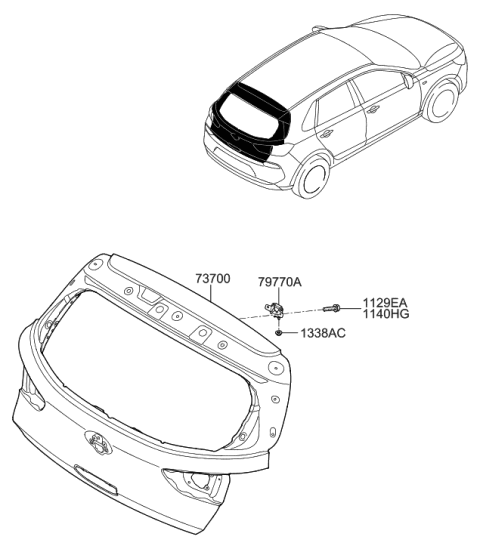 2020 Hyundai Elantra GT Panel Assembly-Tail Gate Diagram for 73700-G3010