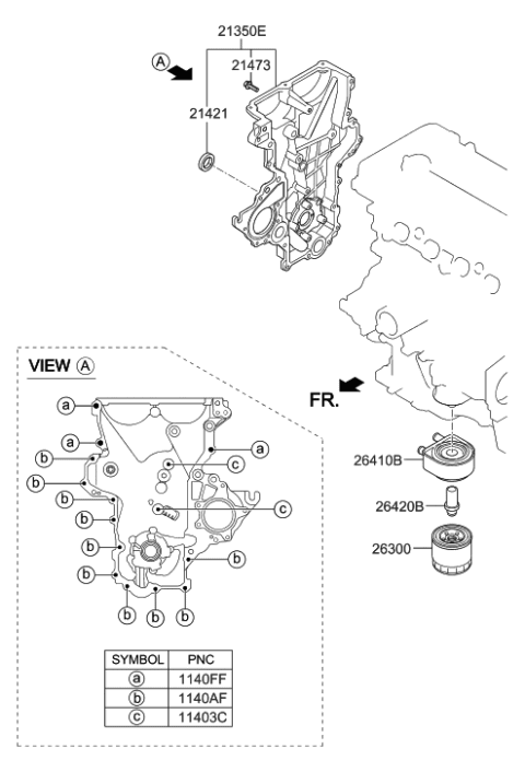 2020 Hyundai Elantra GT Front Case & Oil Filter Diagram 1