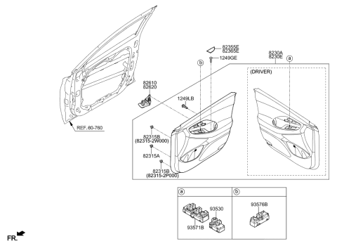 2007 Hyundai Tucson Power Window Switch Diagram for 93571-G3000-PMP