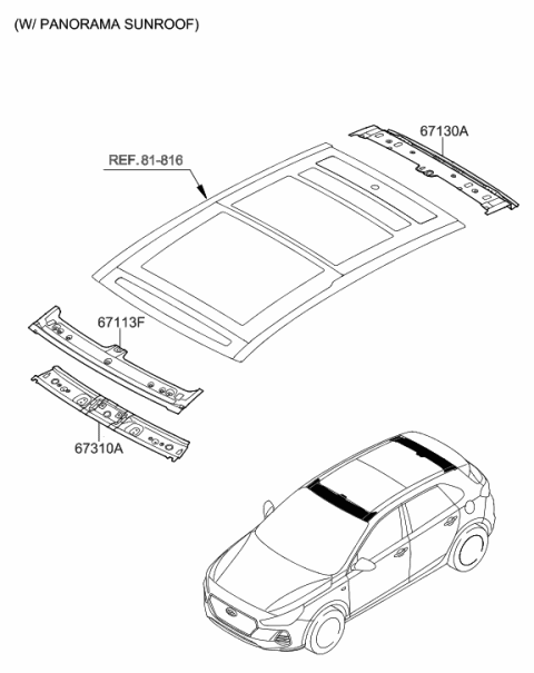 2018 Hyundai Elantra GT Panel-Roof Front Diagram for 67114-G3050