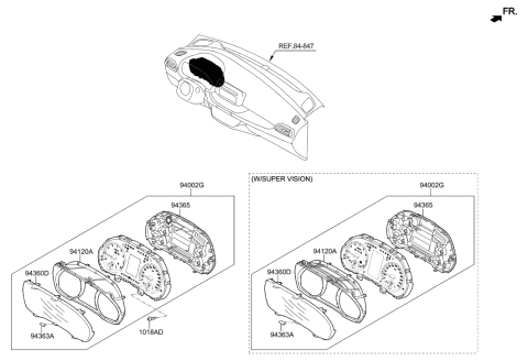 2006 Hyundai Tucson Cluster Assembly-Instrument Diagram for 94001-G3500