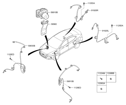2022 Hyundai Genesis G80 Brake Hydraulic Unit Assembly Diagram for 58920-G3250