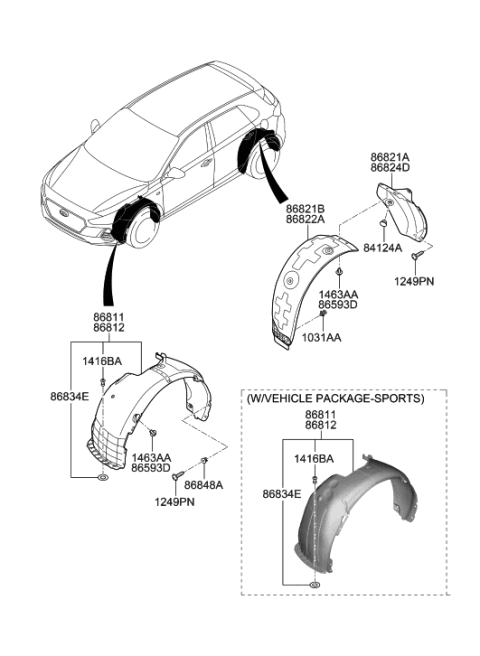 2019 Hyundai Elantra GT Guard Assembly-Rear Wheel,RH Diagram for 86822-G3000