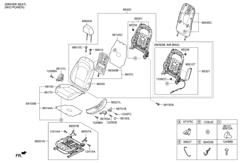 2007 Hyundai Tucson Lever-RECLINER,LH Diagram for 88520-F2000-TRY