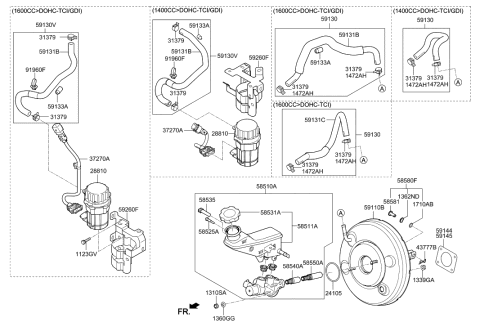 2018 Hyundai Elantra GT Brake Master Cylinder & Booster Diagram