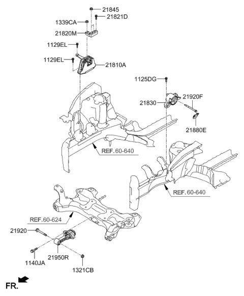 2022 Hyundai Genesis G80 Engine Mounting Bracket Assembly Diagram for 21810-G3100