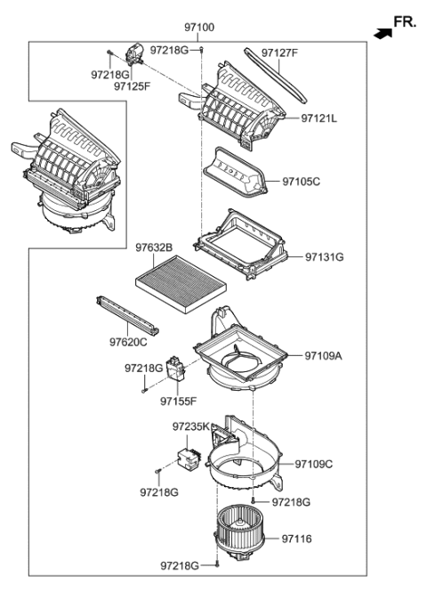 2022 Hyundai Genesis G80 Motor & Fan Assembly-A/C Blower Diagram for 97113-G3000