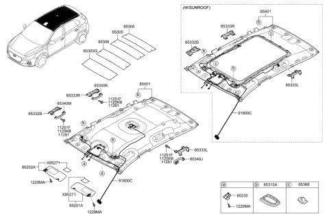 2018 Hyundai Elantra GT Sun Visor Assembly, Right Diagram for 85220-G3810-XUG