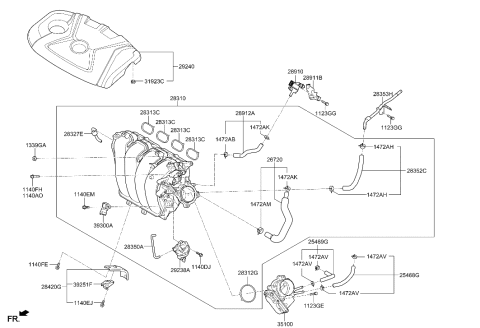 2006 Hyundai Tucson Engine Cover Assembly Diagram for 29240-2E200