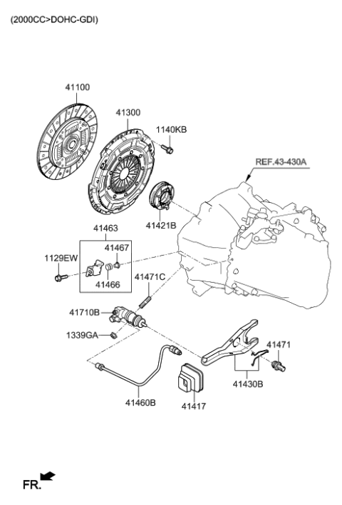 2022 Hyundai Genesis G80 Cylinder Assembly-Clutch Release Diagram for 41710-23025