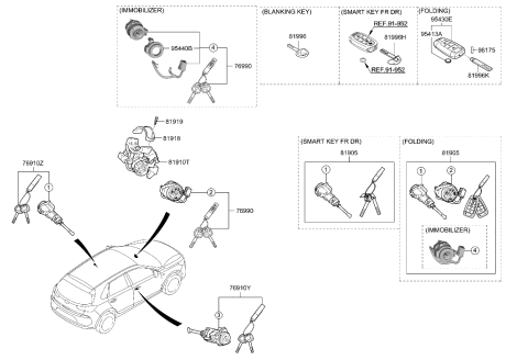 2018 Hyundai Elantra GT Door Key Sub Set,Left Diagram for 81970-G3A00