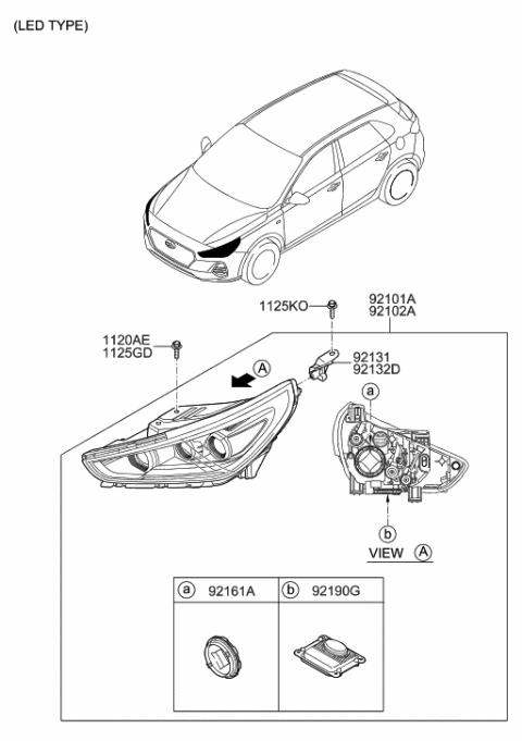 2018 Hyundai Elantra GT L.E.D Driver Module-HEADLAMP Diagram for 92190-G3210