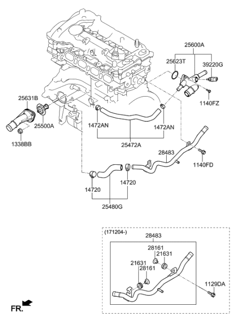2020 Hyundai Elantra GT Coolant Pipe & Hose Diagram 2