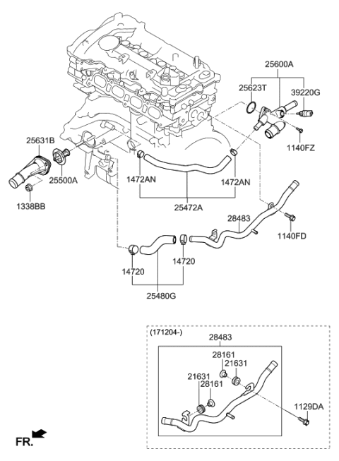 2018 Hyundai Elantra GT Coolant Pipe & Hose Diagram 2