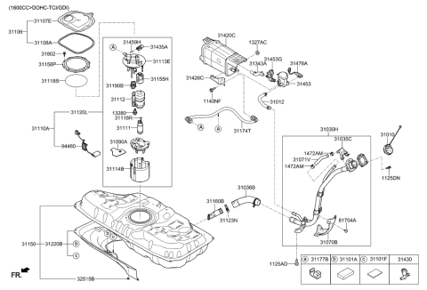2022 Hyundai Genesis G80 Air Filter Diagram for 31453-G3000