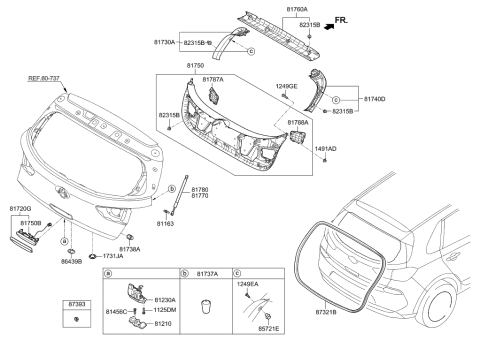 2022 Hyundai Genesis G80 Lifter Assembly-Tail Gate,LH Diagram for 81770-G3000