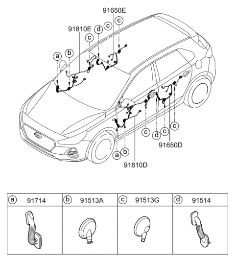 2020 Hyundai Elantra GT Wiring Assembly-Front Door(Passenger) Diagram for 91610-G3190