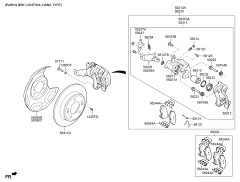 2019 Hyundai Elantra GT Caliper Kit-Rear Brake,RH Diagram for 58311-G3A30