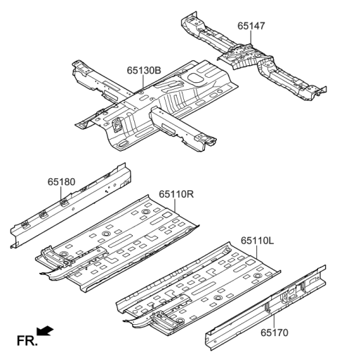 2022 Hyundai Genesis G80 Panel Assembly-Center Floor Side,R Diagram for 65120-G3000