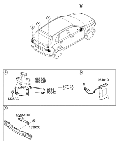 2006 Hyundai Tucson Brake Control Module And Receiver Unit Assembly Diagram for 95400-G3990