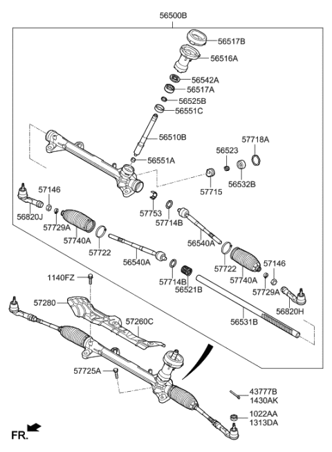 2020 Hyundai Elantra GT Power Steering Gear Box Diagram 1