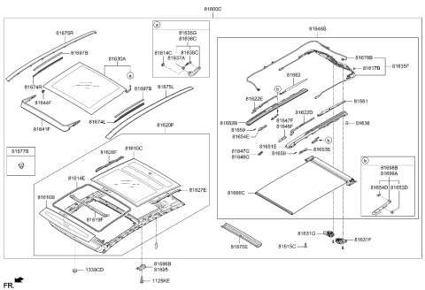 2022 Hyundai Genesis G80 Panoramaroof Center Panel Assembly Diagram for 81611-G3000