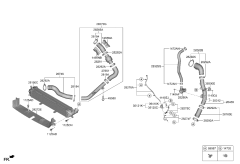 2019 Hyundai Elantra GT Pipe & Hose Assembly-Turbo Changer WATERFEED Diagram for 28250-2B720
