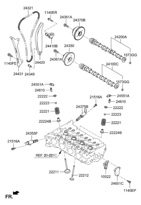 2020 Hyundai Elantra GT Camshaft & Valve Diagram 2