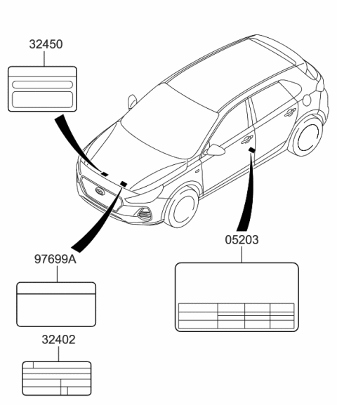 2007 Hyundai Tucson Label-Refrigerant Diagram for 97699-F2100