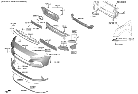 2020 Hyundai Elantra GT Cover-FR Bumper,LWR Diagram for 86512-G3700