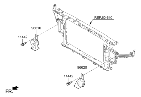 2006 Hyundai Tucson Horn Assembly-High Pitch Diagram for 96621-G3100
