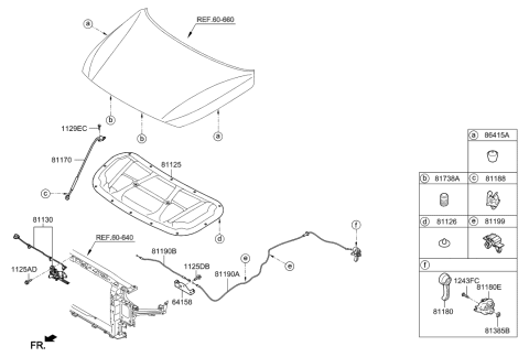 2020 Hyundai Elantra GT Cable Assembly-Hood Latch Release Diagram for 81190-G3100