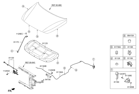 2022 Hyundai Genesis G80 Rod Assembly-Hood Stay Diagram for 81170-G3000